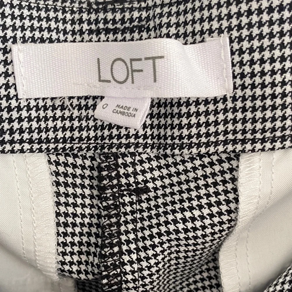 LOFT Devin Slim Black and White Houndstooth Pants - Picture 4 of 8